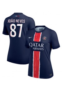 Paris Saint-Germain Joao Neves #87 Fotballdrakt Hjemme Klær Dame 2024-25 Korte ermer